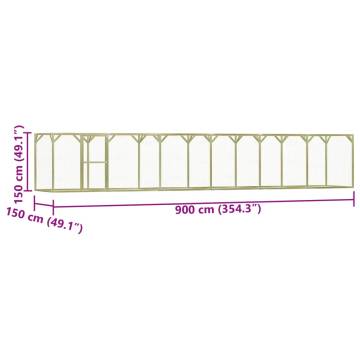 Durable Chicken Cage 9x1.5m | Impregnated Wood & Steel