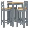 5 Piece Bar Set - Grey Solid Wood Pine | Hipo Market