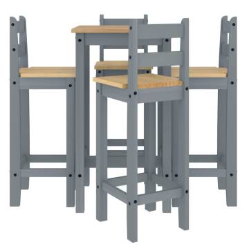 5 Piece Bar Set - Grey Solid Wood Pine | Hipo Market