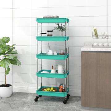 5-Tier Kitchen Trolley Turquoise - Space-Saving Storage Solution