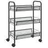 3-Tier Kitchen Trolley Black - Sturdy & Stylish Storage Solution