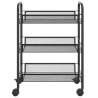 3-Tier Kitchen Trolley Black - Sturdy & Stylish Storage Solution