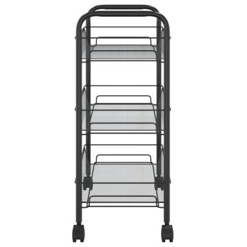 3-Tier Kitchen Trolley Black - Sturdy & Stylish Storage Solution