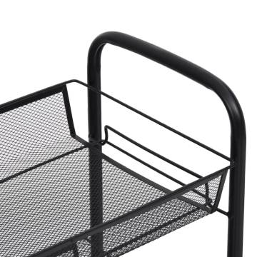 3-Tier Kitchen Trolley Black - Sturdy & Stylish Storage Solution