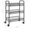 3-Tier Kitchen Trolley Black - Sturdy & Stylish Storage Solution