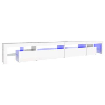 Stylish High Gloss White TV Cabinet with LED Lights - 290cm