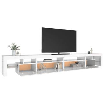 Stylish High Gloss White TV Cabinet with LED Lights - 290cm