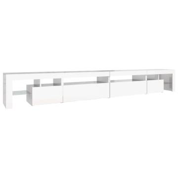 Stylish High Gloss White TV Cabinet with LED Lights - 290cm