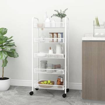 5-Tier Kitchen Trolley White - Organize with Ease | HipoMarket