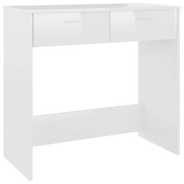 Modern High Gloss White Desk - 80x40x75 cm Engineered Wood