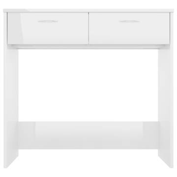 Modern High Gloss White Desk - 80x40x75 cm Engineered Wood