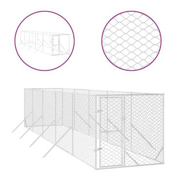 Spacious Outdoor Dog Kennel Silver - 2x10x2 m Galvanised Steel