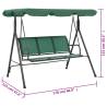 Garden Swing Bench Green 170cm | Textilene & Steel