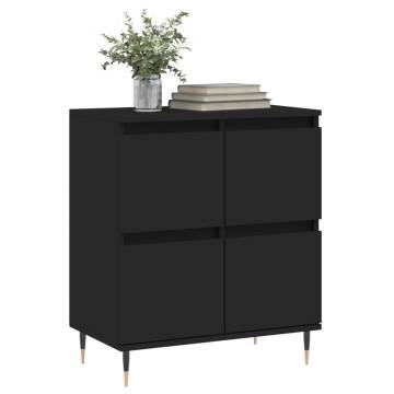 Stylish Black Sideboard 60x35x70 cm - Engineered Wood