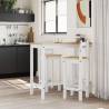 3 Piece Bar Set - White Solid Wood Pine | Hipomarket