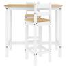 3 Piece Bar Set - White Solid Wood Pine | Hipomarket