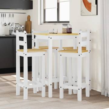 5 Piece Bar Set - White Solid Wood Pine | HipoMarket