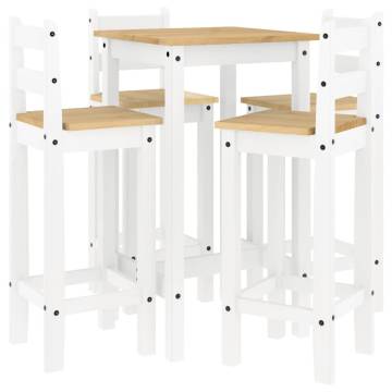 5 Piece Bar Set - White Solid Wood Pine | HipoMarket