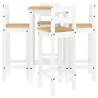 5 Piece Bar Set - White Solid Wood Pine | HipoMarket