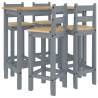 5 Piece Grey Solid Wood Pine Bar Set - Stylish & Comfortable