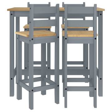 5 Piece Grey Solid Wood Pine Bar Set - Stylish & Comfortable