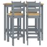 5 Piece Grey Solid Wood Pine Bar Set - Stylish & Comfortable