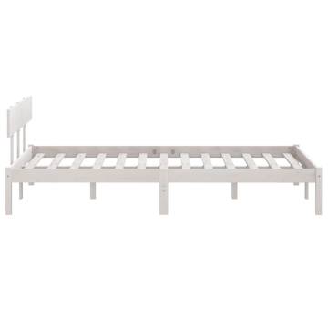 White Solid Wood Bed Frame 120x190 cm Small Double - Hipomarket