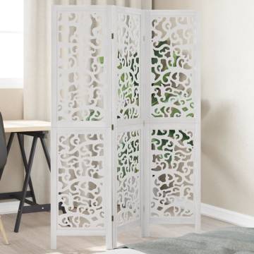 Elegant 3-Panel White Room Divider - Solid Paulownia Wood