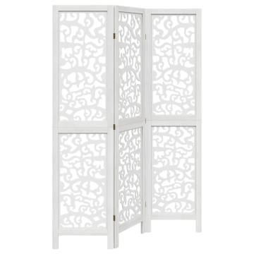 Elegant 3-Panel White Room Divider - Solid Paulownia Wood