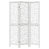 Elegant 3-Panel White Room Divider - Solid Paulownia Wood