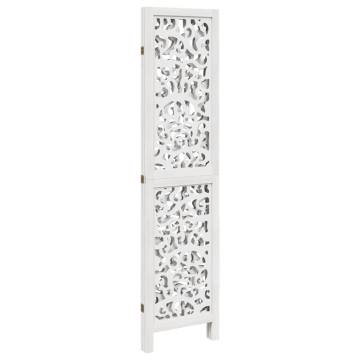 Elegant 3-Panel White Room Divider - Solid Paulownia Wood