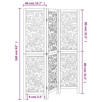 Elegant 3-Panel White Room Divider - Solid Paulownia Wood