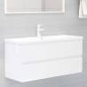 High Gloss White Sink Cabinet - 100x38.5x45 cm | Hipo Market