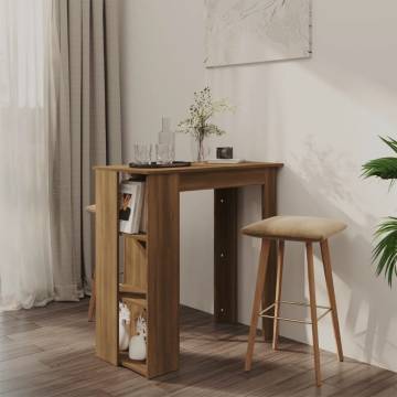 Stylish Bar Table with Shelf - Brown Oak 102x50 cm | HipoMarket