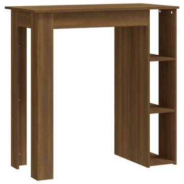 Stylish Bar Table with Shelf - Brown Oak 102x50 cm | HipoMarket