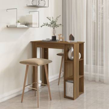 Stylish Bar Table with Shelf - Brown Oak 102x50 cm | HipoMarket