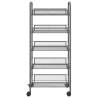 5-Tier Kitchen Trolley Grey - Durable Iron Cart | Hipo Market