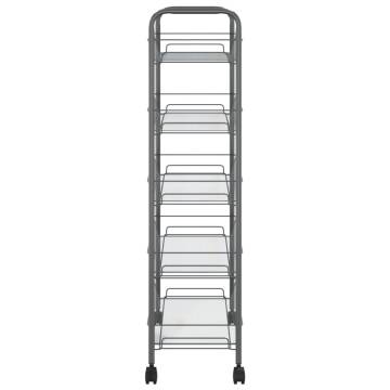 5-Tier Kitchen Trolley Grey - Durable Iron Cart | Hipo Market