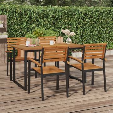 Garden Table with U-shaped Legs - Solid Acacia Wood 140x80cm