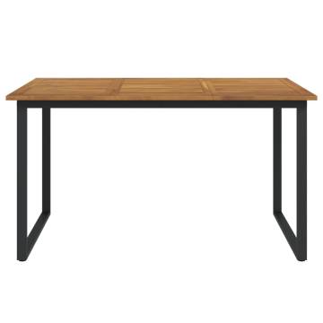 Garden Table with U-shaped Legs - Solid Acacia Wood 140x80cm