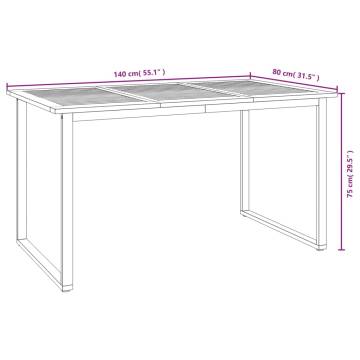 Garden Table with U-shaped Legs - Solid Acacia Wood 140x80cm