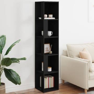 Stylish Black Corner Cabinet - 33x33x164.5 cm | HipoMarket UK