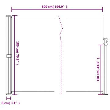 Retractable Side Awning Anthracite 180x500 cm | HipoMarket