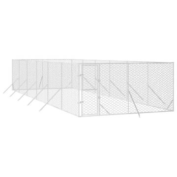 Outdoor Dog Kennel Silver 4x12x2m - Galvanised Steel