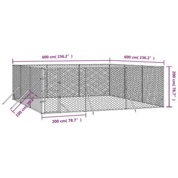 Spacious Outdoor Dog Kennel - Galvanised Steel 6x6x2 m