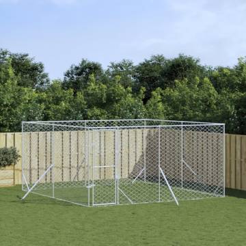 Outdoor Dog Kennel Silver 4x4x2 m - Durable Galvanised Steel