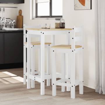 3 Piece Bar Set - White Solid Wood Pine | Hipomarket