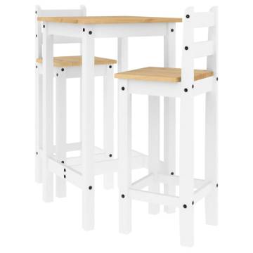 3 Piece Bar Set - White Solid Wood Pine | Hipomarket