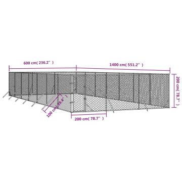 Spacious Galvanised Steel Outdoor Dog Kennel - 6x14x2 m