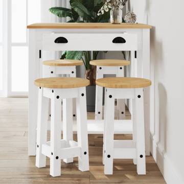 5 Piece Bar Set - White Solid Wood Pine | Hipomarket UK